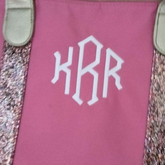 Marleylilly Confetti Weekender Bag Pink Glitter Monogram KRR Large New - Picture 4 of 8